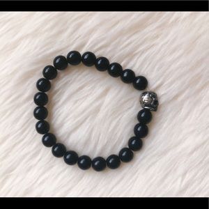 Black Onyx Skull Stretch Bracelet